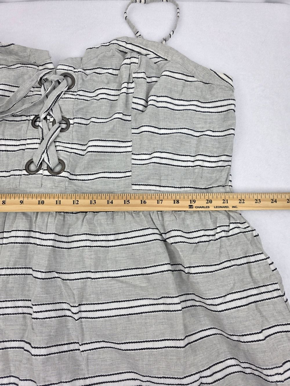 Arizona 3X Corset Style Striped Lace-Up Mini Dress Gray 3434-AB - Picture 6 of 13